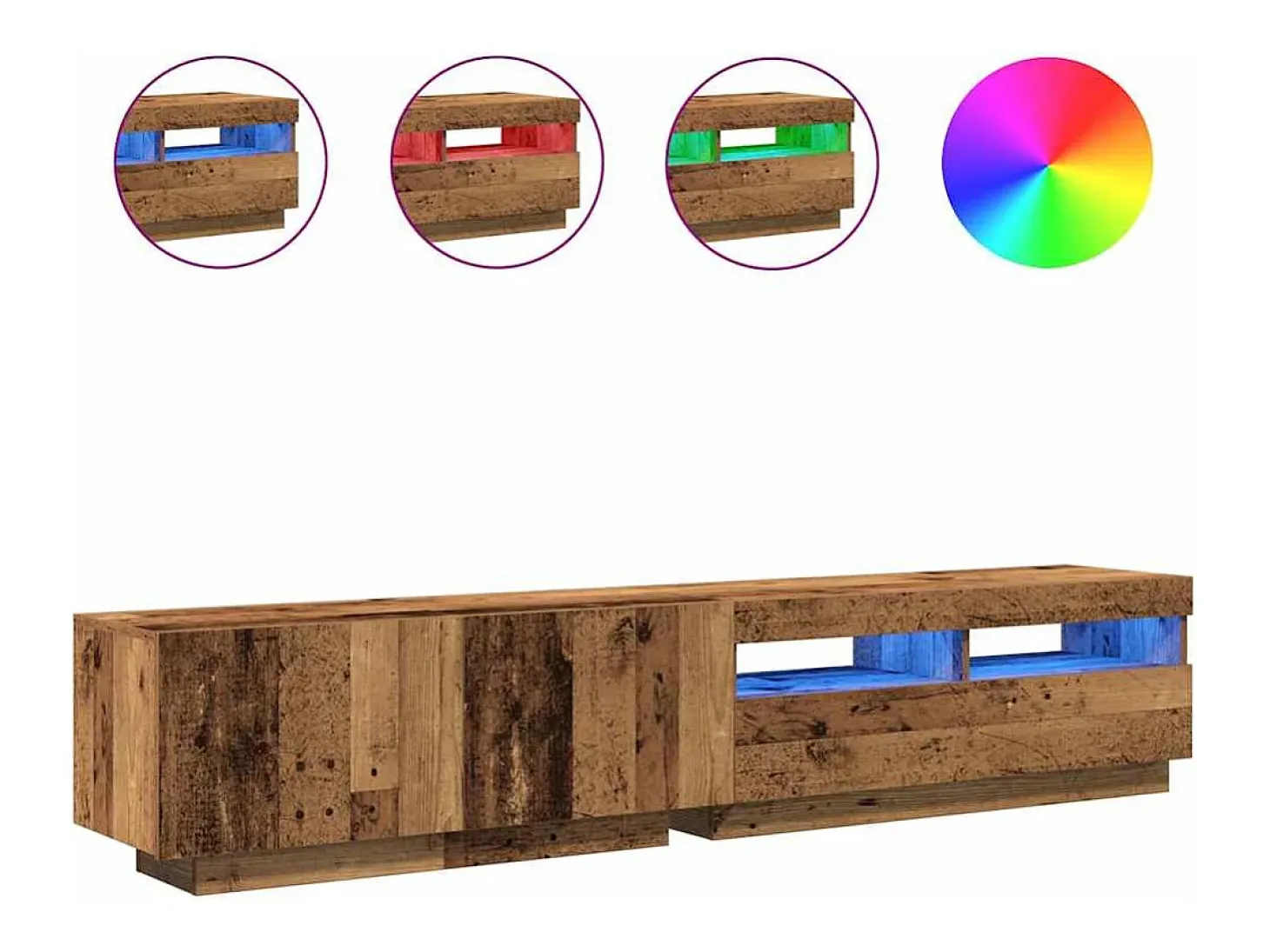 Mueble de TV con luces LED madera vieja madera de ingeniería