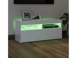 Mueble de TV con luces LED blanco brillante 90x35x40 cm