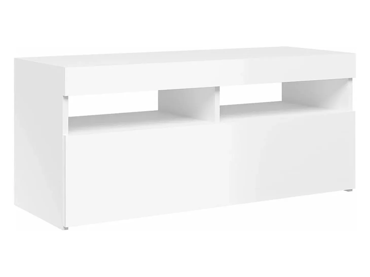 Mueble de TV con luces LED blanco brillante 90x35x40 cm