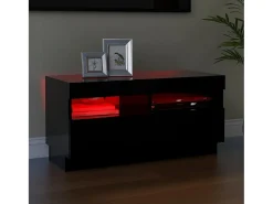 Mueble de TV con luces LED negro 80x35x40 cm