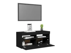 Mueble de TV con luces LED negro 90x35x40 cm