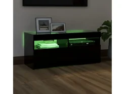 Mueble de TV con luces LED negro 90x35x40 cm
