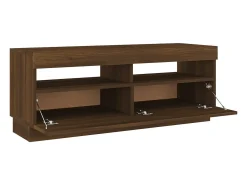 Mueble de TV con luces LED marrón roble 100x35x40 cm