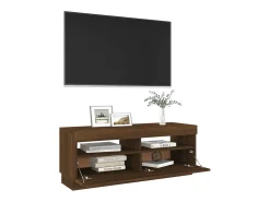 Mueble de TV con luces LED marrón roble 100x35x40 cm