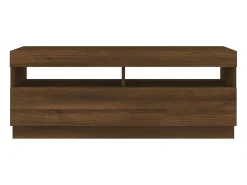 Mueble de TV con luces LED marrón roble 100x35x40 cm
