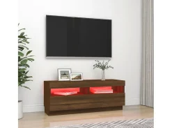 Mueble de TV con luces LED marrón roble 100x35x40 cm