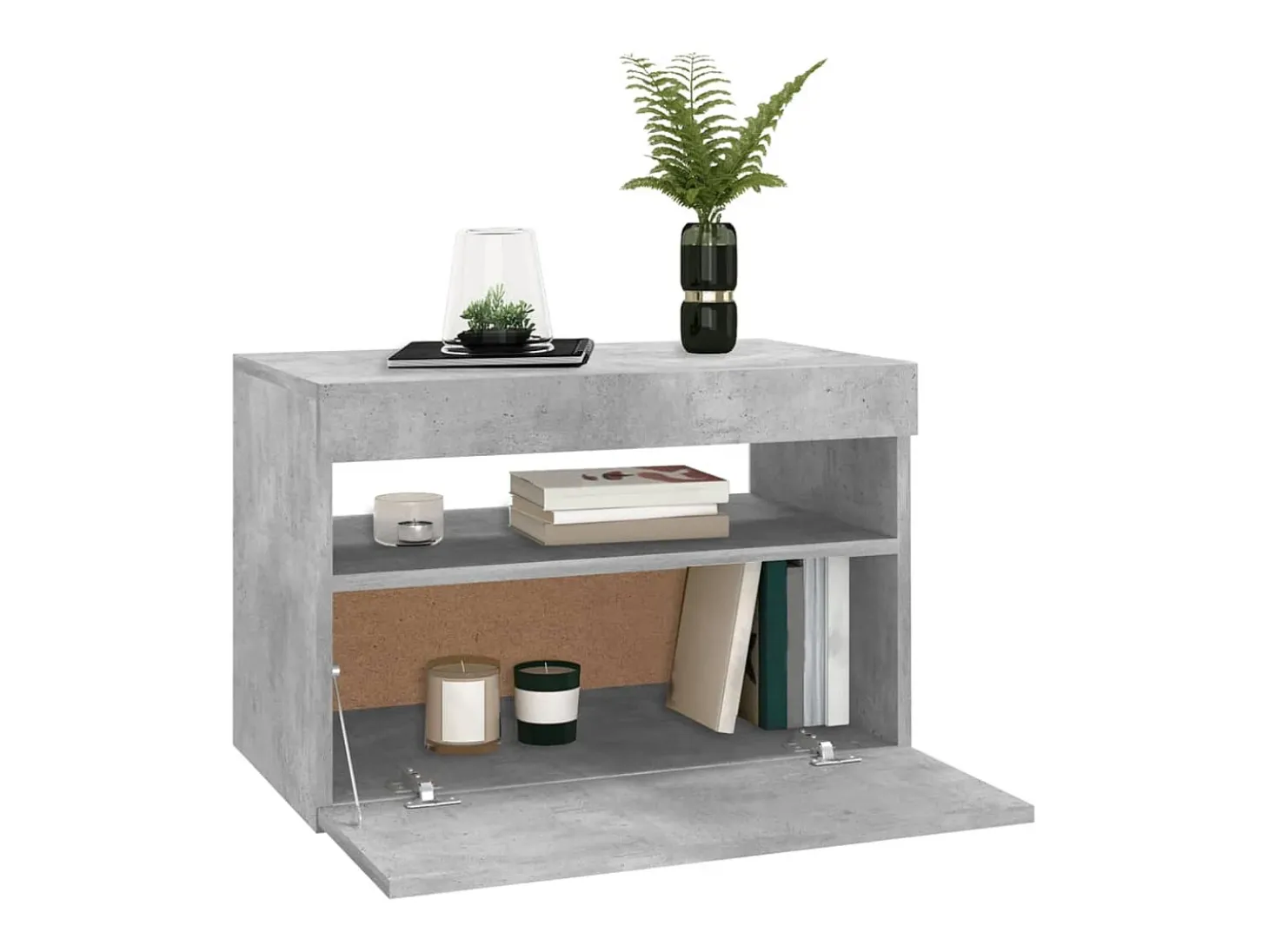Mueble de TV con luces LED gris hormigón 60x35x40 cm