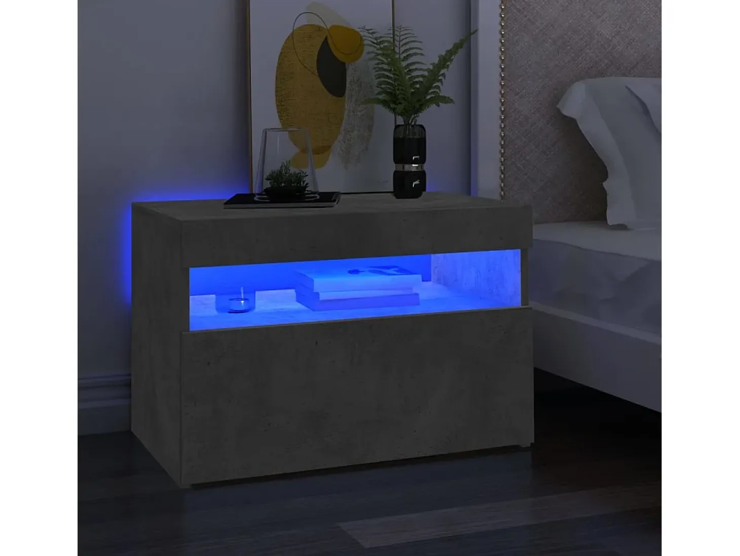 Mueble de TV con luces LED gris hormigón 60x35x40 cm