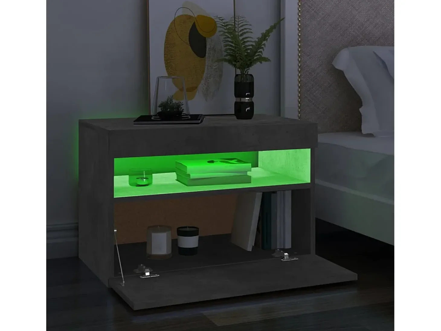 Mueble de TV con luces LED gris hormigón 60x35x40 cm