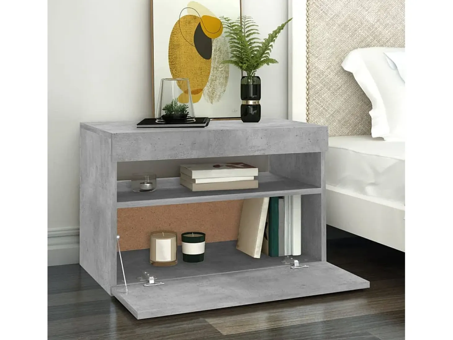 Mueble de TV con luces LED gris hormigón 60x35x40 cm