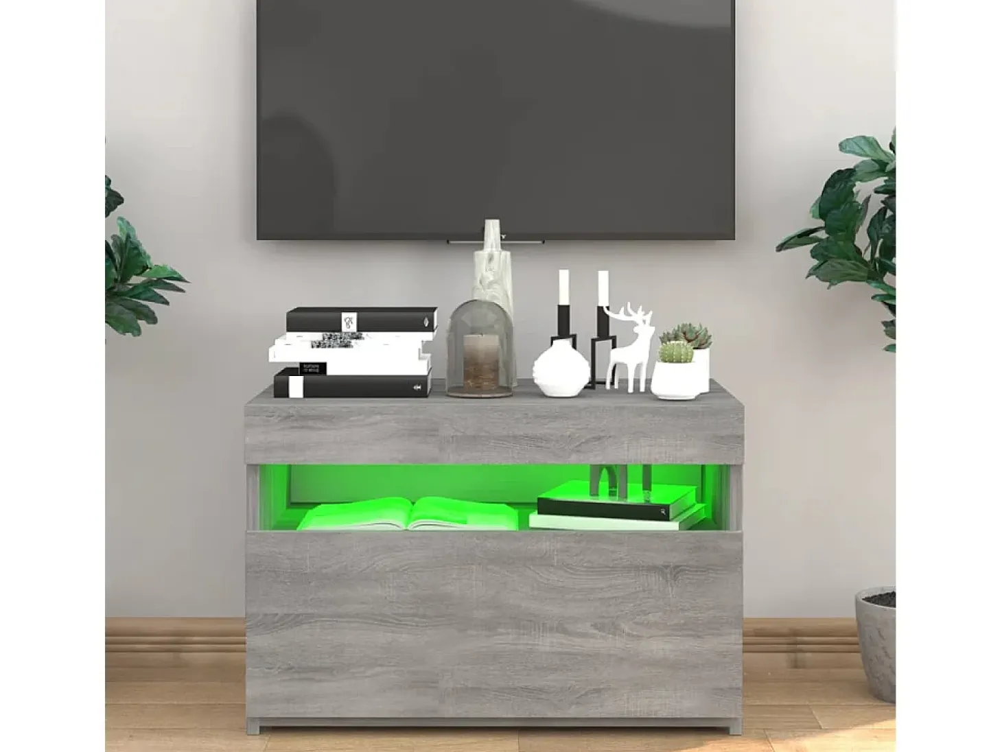 Mueble de TV con luces LED gris Sonoma 60x35x40 cm ES525738