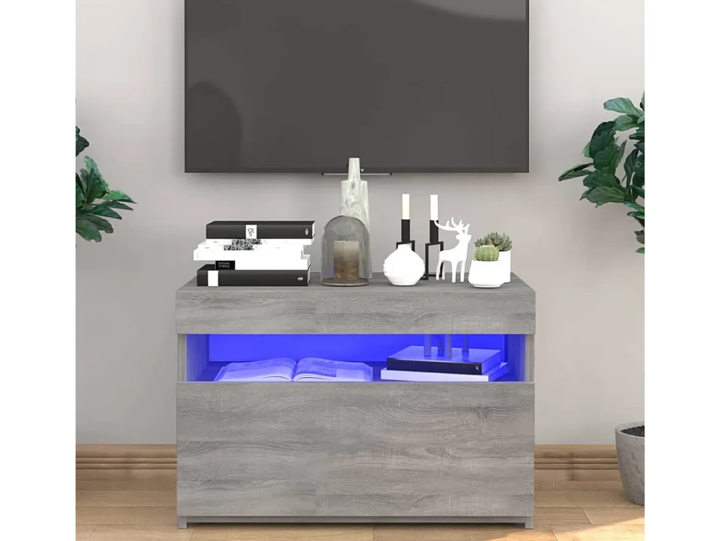 Mueble de TV con luces LED gris Sonoma 60x35x40 cm ES525738