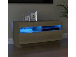 Mueble de TV con luces LED roble Sonoma 80x35x40 cm