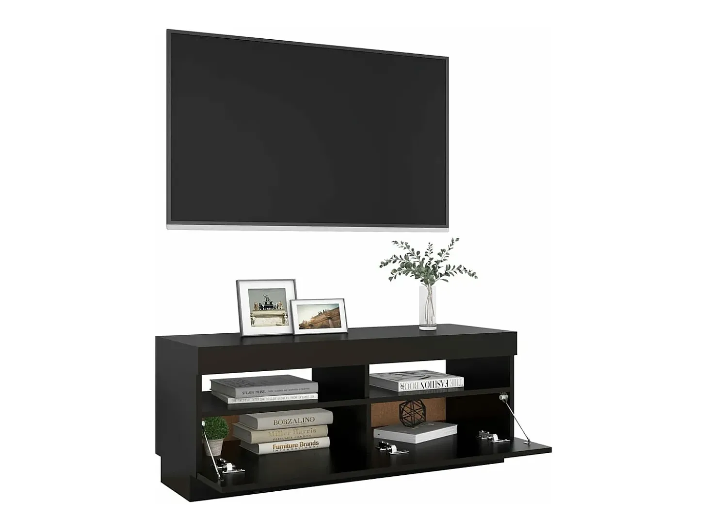 Mueble de TV con luces LED negro 100x35x40 cm