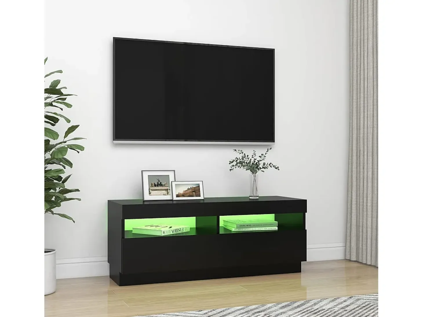 Mueble de TV con luces LED negro 100x35x40 cm