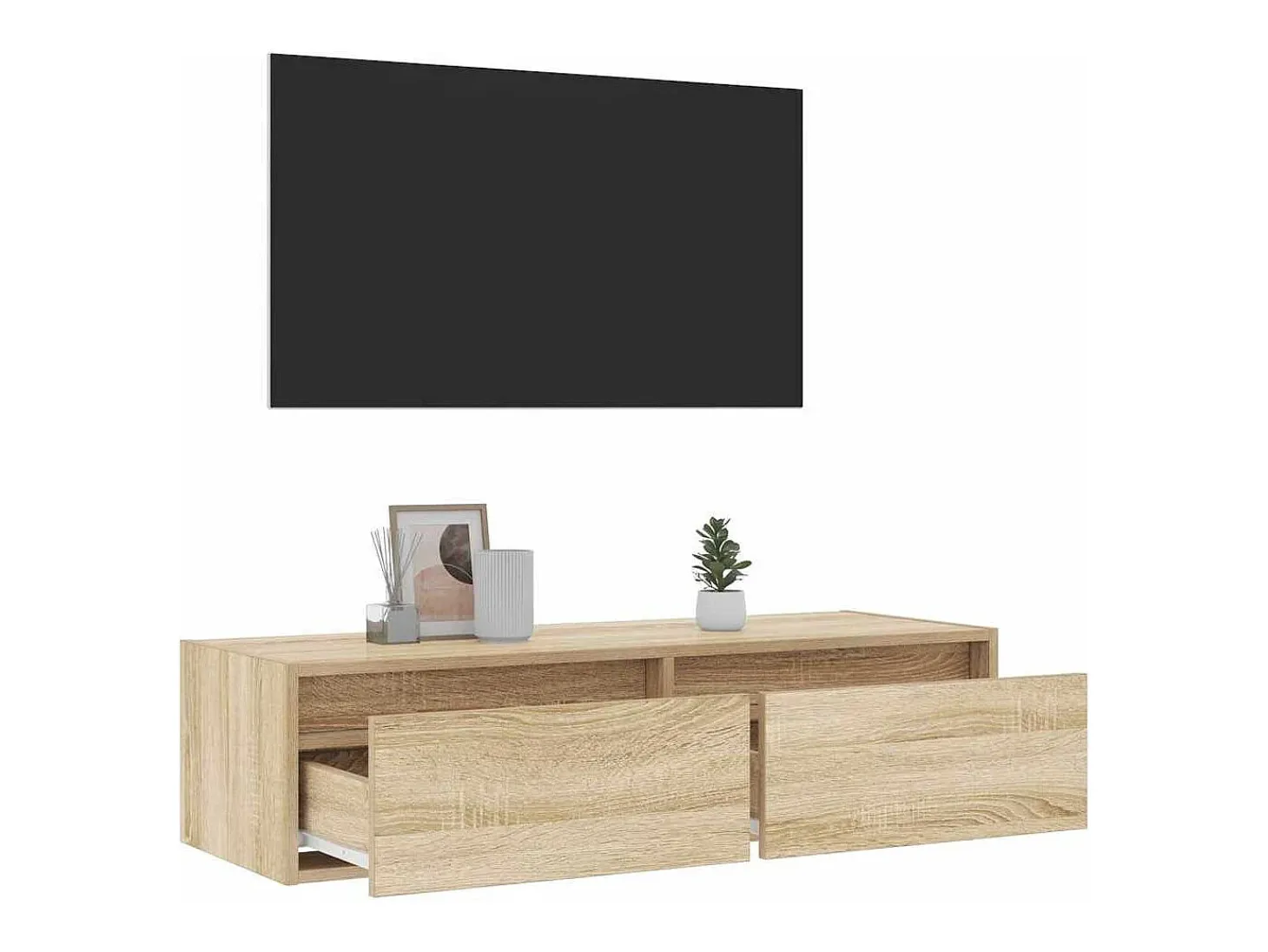 Mueble de TV con luces LED roble sonoma 100X35,5x25 cm