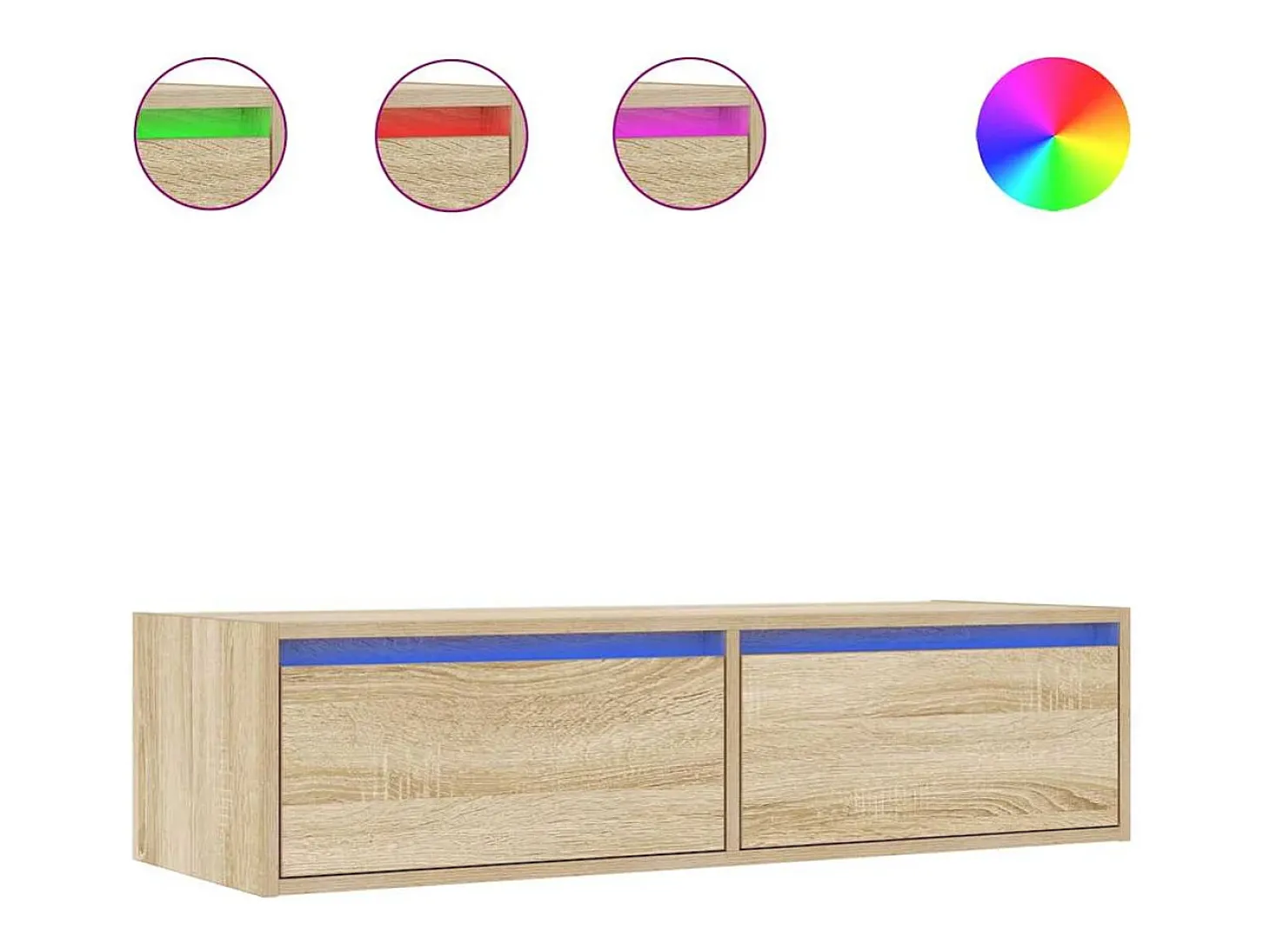 Mueble de TV con luces LED roble sonoma 100X35,5x25 cm
