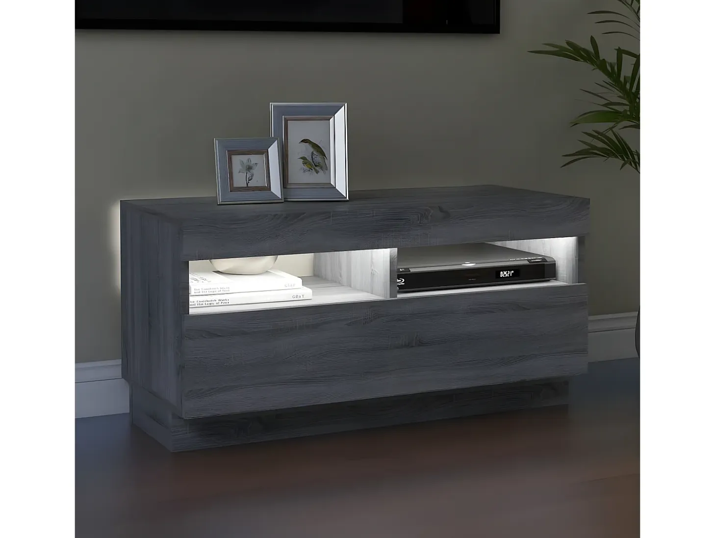 Mueble de TV con luces LED gris Sonoma 80x35x40 cm