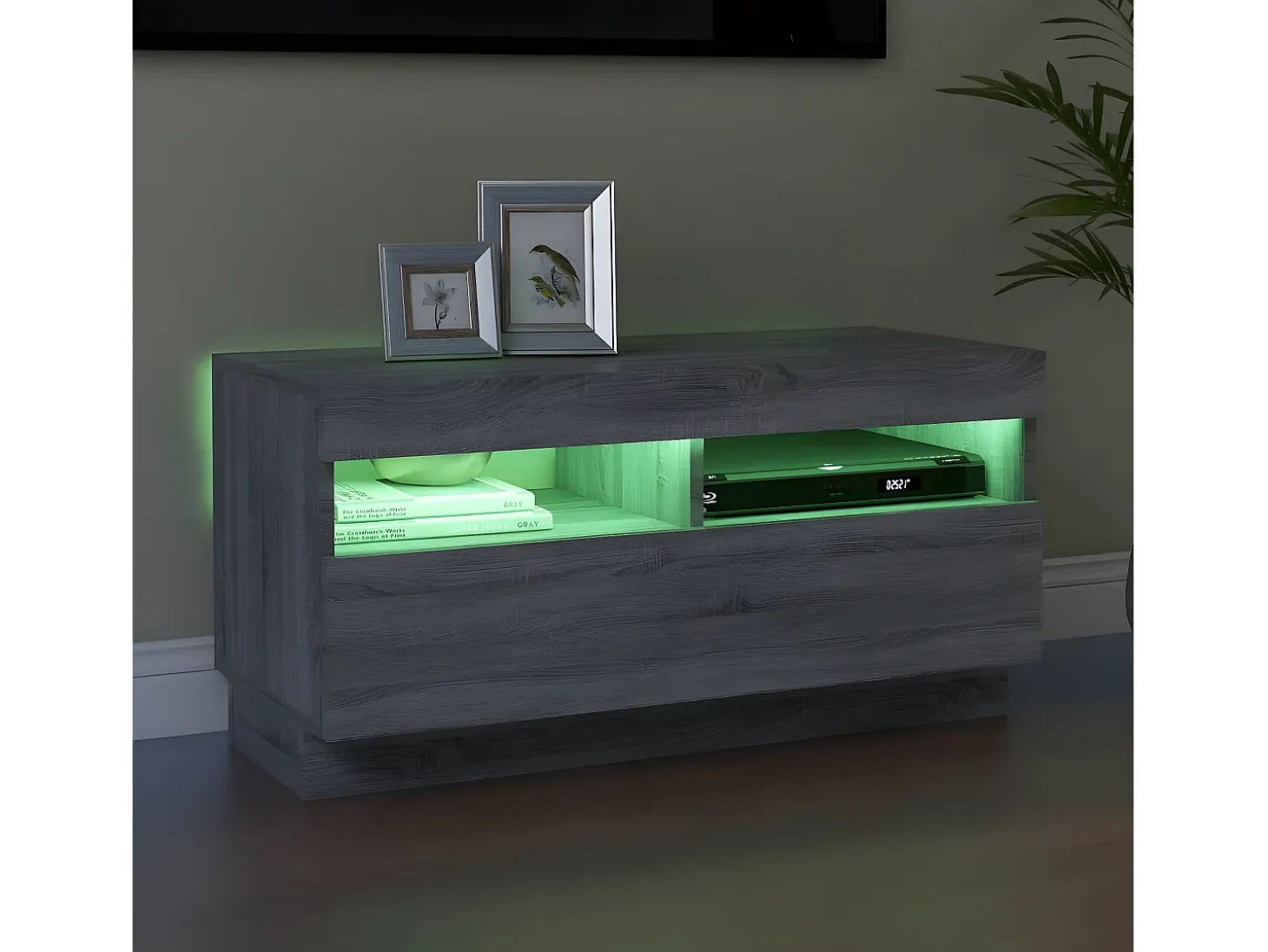 Mueble de TV con luces LED gris Sonoma 80x35x40 cm
