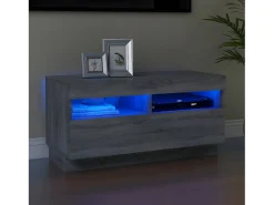 Mueble de TV con luces LED gris Sonoma 80x35x40 cm
