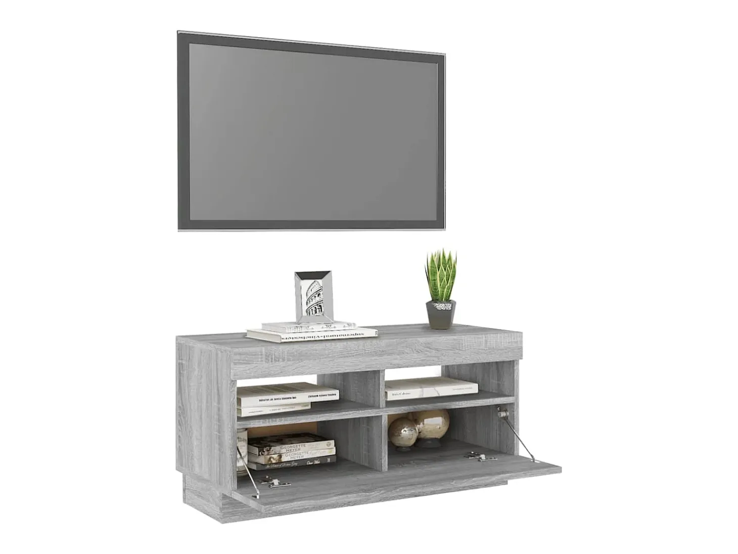 Mueble de TV con luces LED gris Sonoma 80x35x40 cm