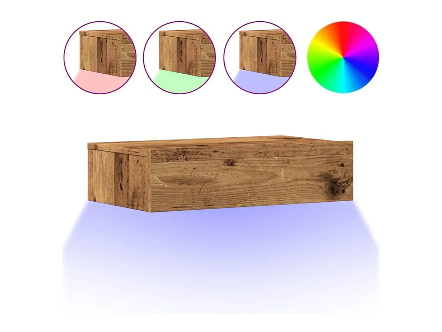Mueble de TV con luces LED envejecida 60x35x15,5 cm