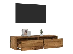 Mueble de TV con luces LED envejecida 100X35,5x25 cm