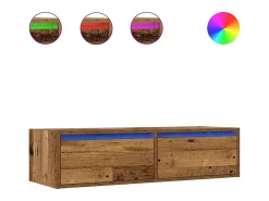 Mueble de TV con luces LED envejecida 100X35,5x25 cm