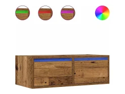 Mueble de TV con luces LED envejecida 75x35,5x25 cm