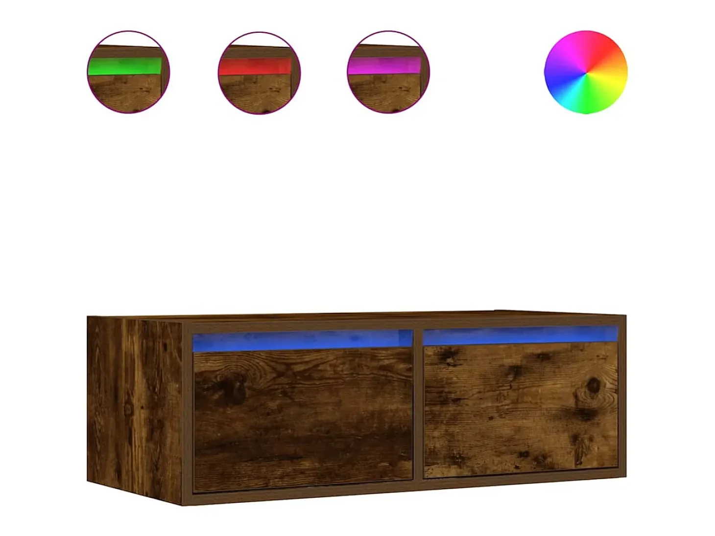 Mueble de TV con luces LED roble ahumado 75x35,5x25 cm