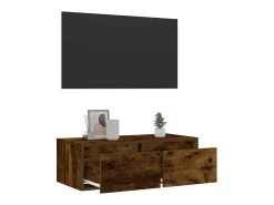 Mueble de TV con luces LED roble ahumado 75x35,5x25 cm