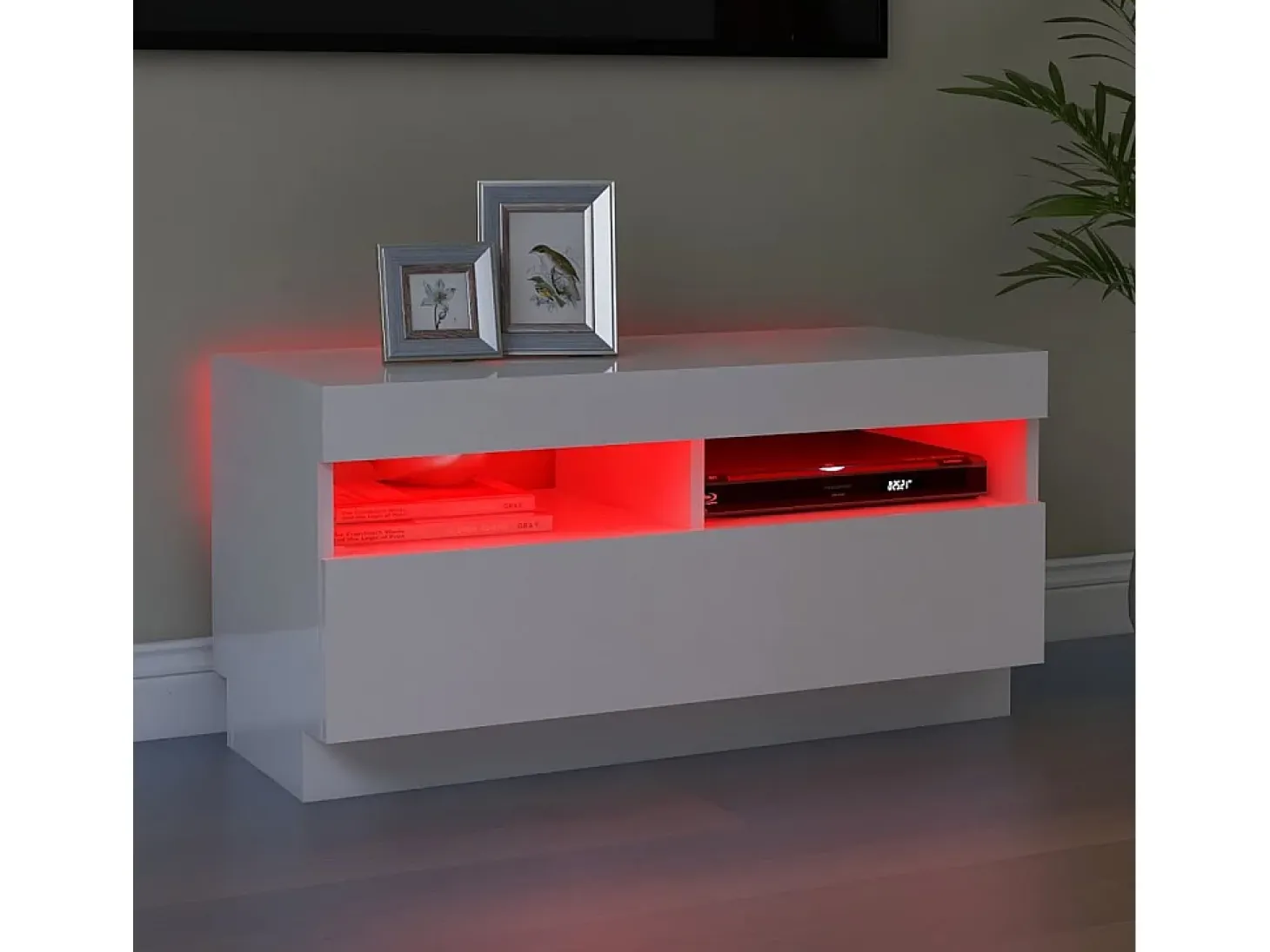 Mueble de TV con luces LED blanco brillante 80x35x40 cm