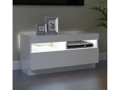 Mueble de TV con luces LED blanco brillante 80x35x40 cm