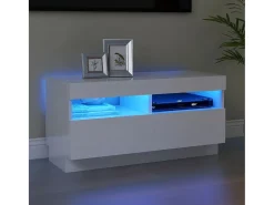 Mueble de TV con luces LED blanco brillante 80x35x40 cm