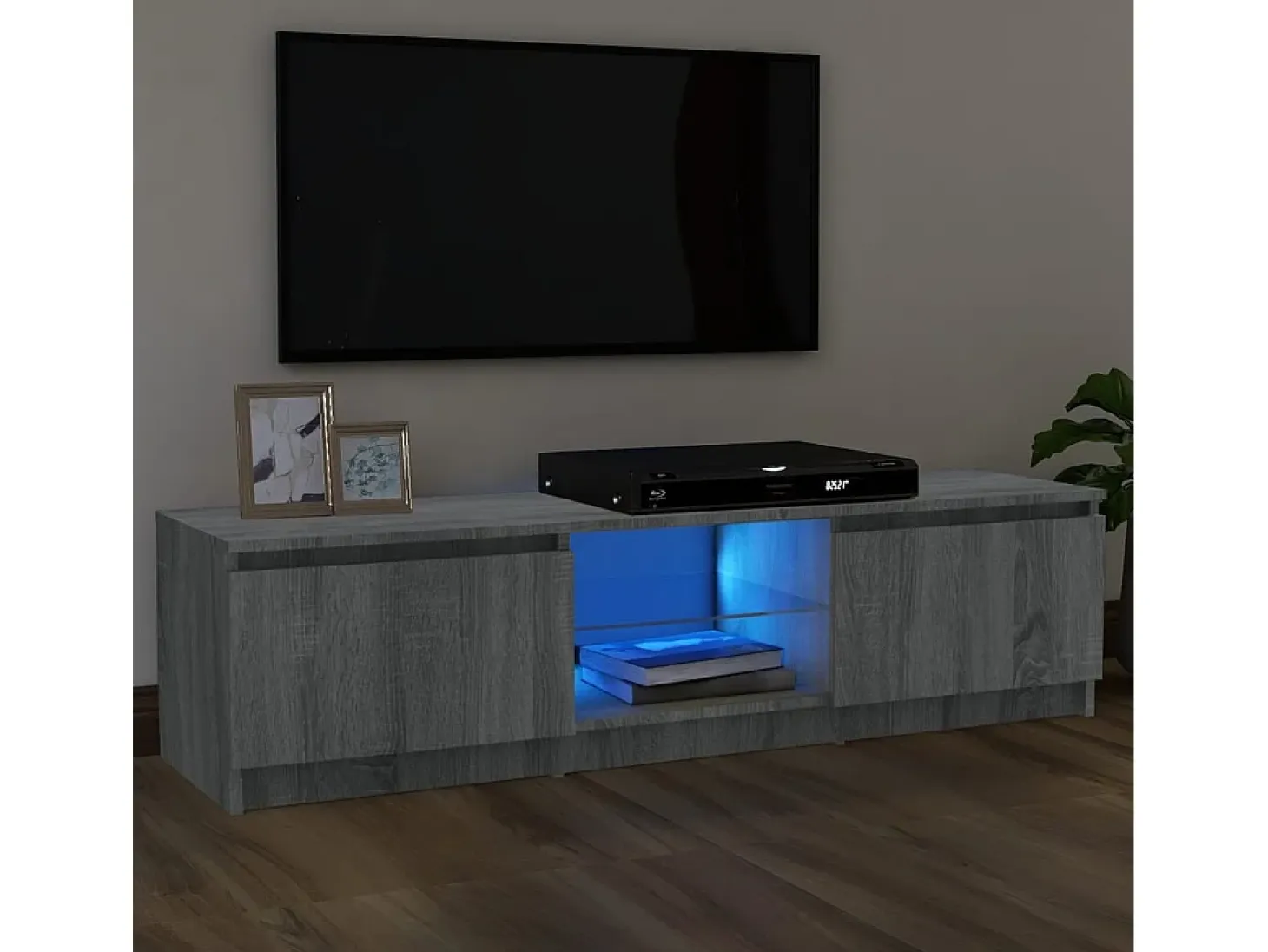 Mueble de TV con luces LED gris Sonoma 120x30x35,5 cm