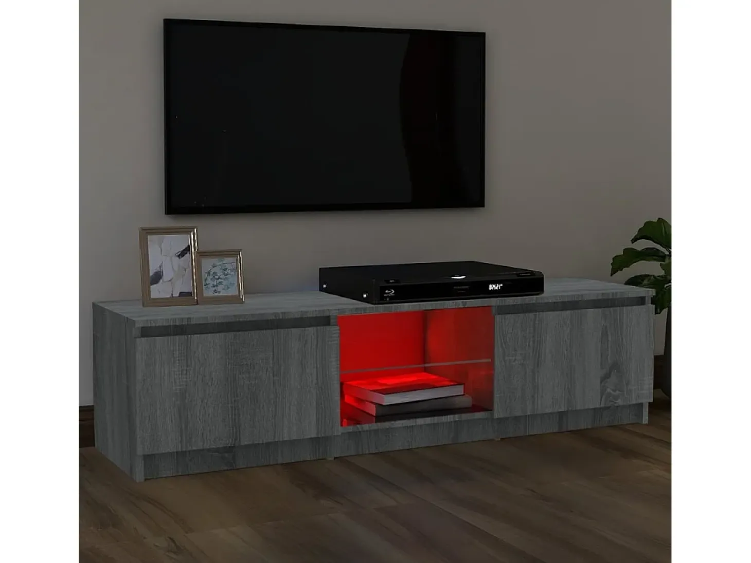 Mueble de TV con luces LED gris Sonoma 120x30x35,5 cm