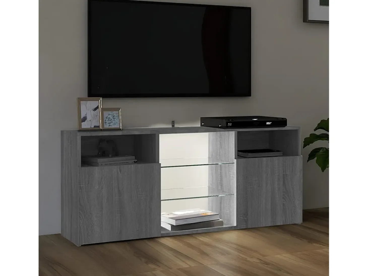 Mueble de TV con luces LED gris Sonoma 120x30x50 cm ES54332