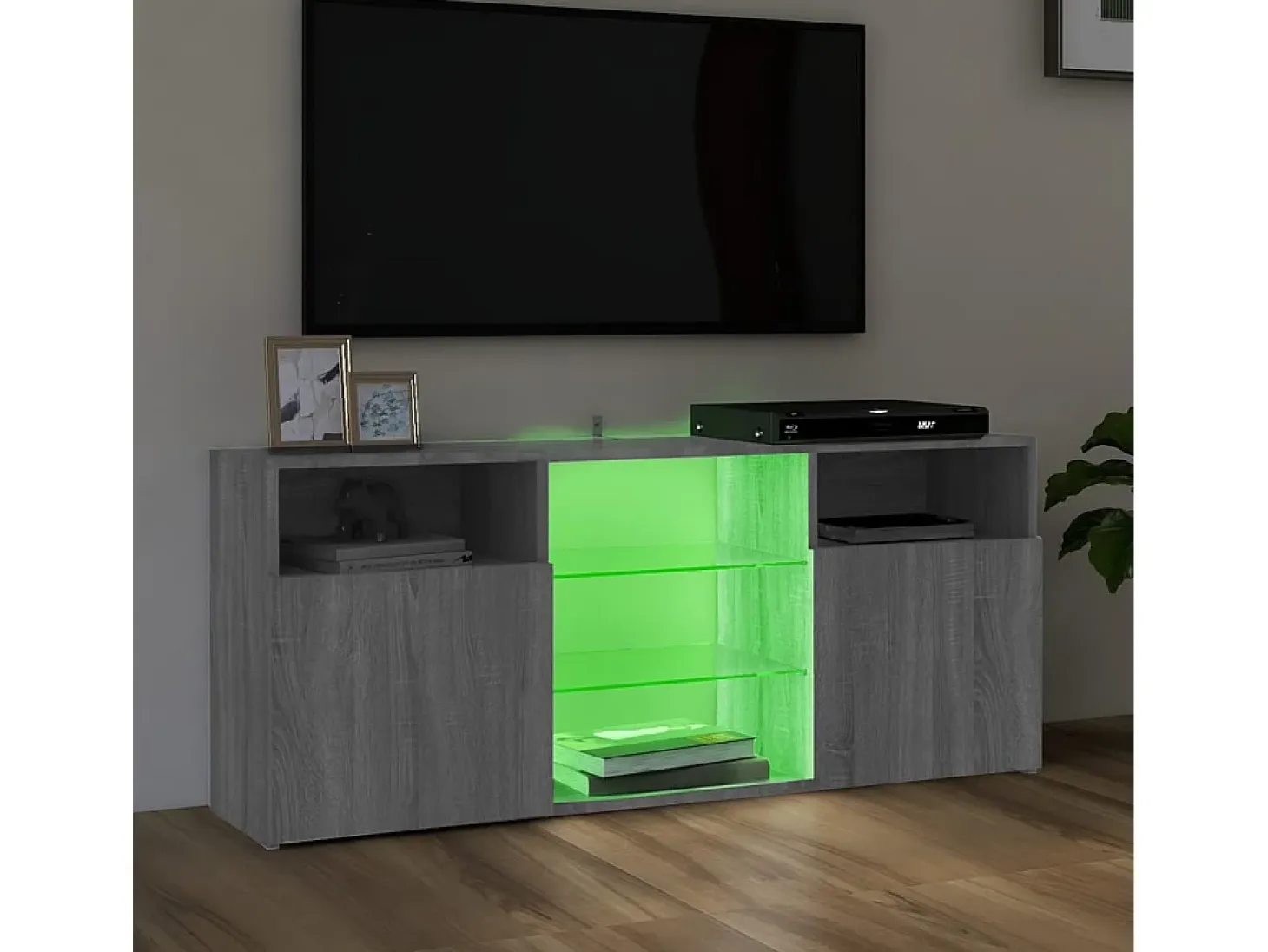 Mueble de TV con luces LED gris Sonoma 120x30x50 cm ES54332
