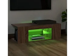Mueble de TV con luces LED color roble marrón 90x39x30 cm ES39200
