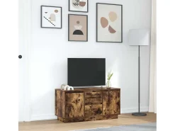 Mueble de TV con luces LED roble ahumado 100x41x50 cm