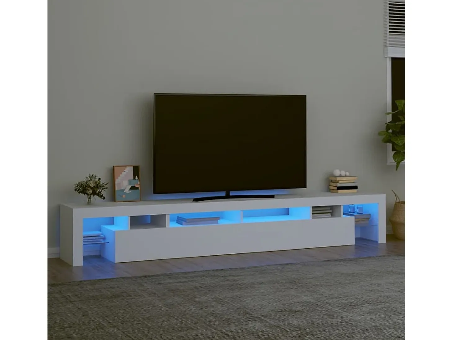 Mueble de TV con luces LED blanco 260x36,5x40 cm