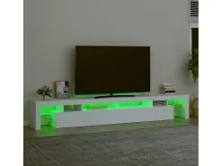 Mueble de TV con luces LED blanco 260x36,5x40 cm