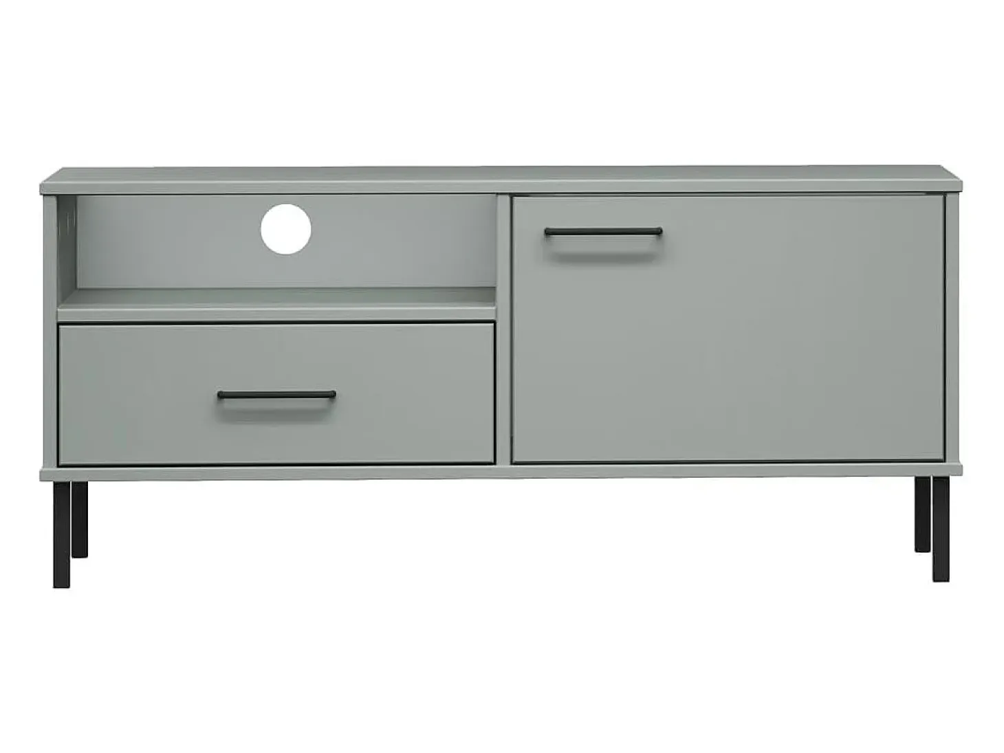 Mueble de TV con patas de metal OSLO madera maciza pino gris