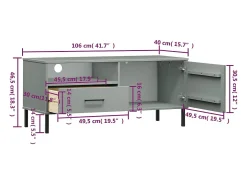 Mueble de TV con patas de metal OSLO madera maciza pino gris