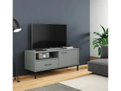 Mueble de TV con patas de metal OSLO madera maciza pino gris
