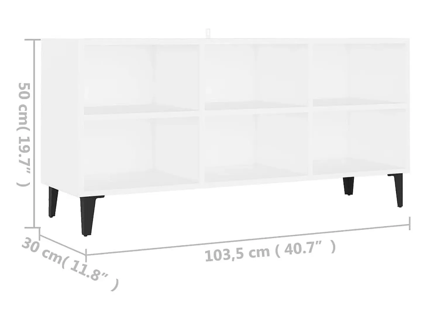 Mueble de TV con patas de metal blanco 103,5x30x50 cm