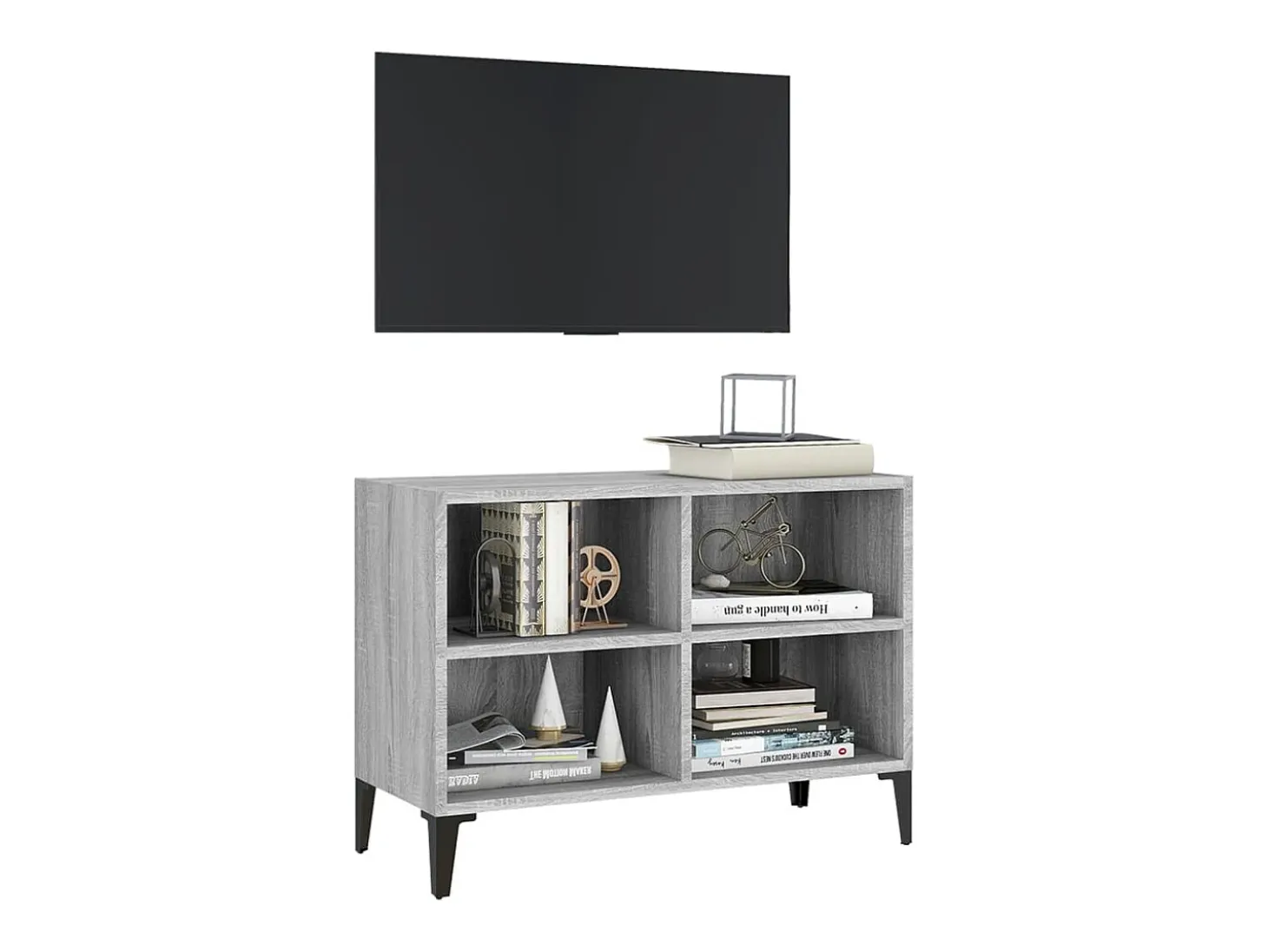 Mueble de TV con patas de metal gris Sonoma 69,5x30x50 cm