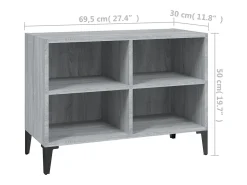 Mueble de TV con patas de metal gris Sonoma 69,5x30x50 cm