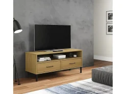 Mueble de TV con patas de metal OSLO madera maciza pino marrón