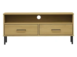 Mueble de TV con patas de metal OSLO madera maciza pino marrón